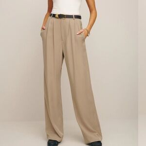 Reformation High-Waist Wide-Leg Trousers in Beige